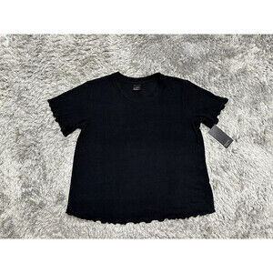 Free Press Women's Short Sleeve Sleepwear T-Shirt Blouse In Black Size S NWT